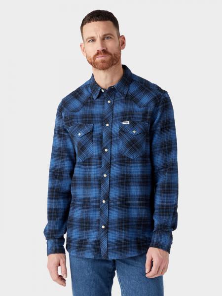 WRANGLER MĘSKA KOSZULA LS WESTERN SHIRT FEDERAL BLUE 112341162 W556015591