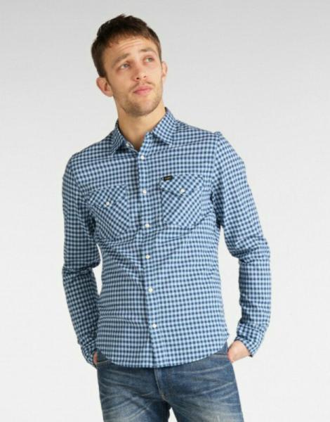 LEE CLEAN WESTERN SHIRT MĘSKA KOSZULA WASHED BLUE L644DJLR