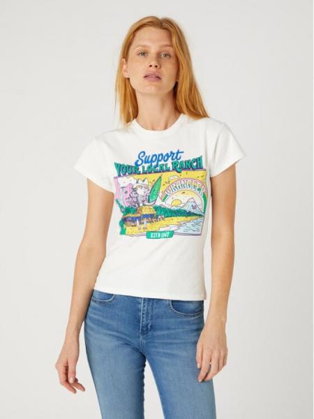 WRANGLER DAMSKA KOSZULKA WRANGLER SHRUNKEN BAND TEE WORN WHITE 112332013