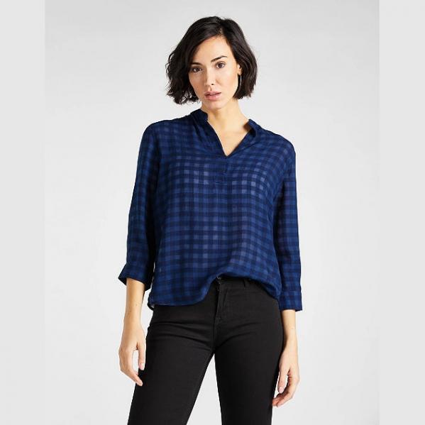 LEE ESSENTIAL BLOUSE DAMSKA BLUZKA W KRATĘ DARK NAVY L45VHTNM