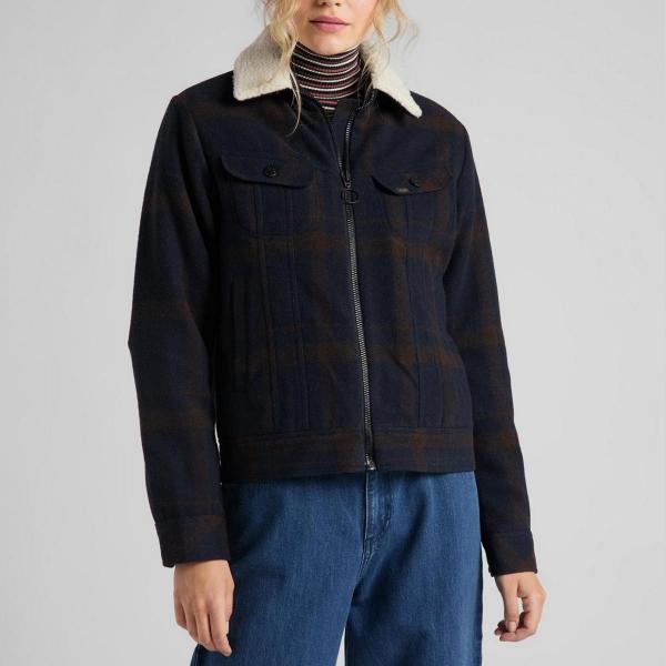 LEE WOOL CHECK SHERPA DAMSKA KURTKA PRZEJŚCIOWA WINTER BROWN L56XMSOH 112113150