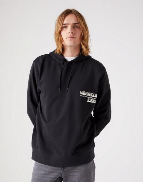 WRANGLER SLOGAN HOODIE MĘSKA BLUZA FADED BLACK W666ILXV6