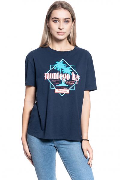 DAMSKI T-SHIRT WRANGLER BOYFRIEND TEE NAVY W7Q2GH114