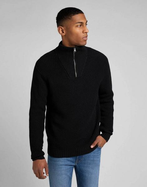 LEE HALF ZIP KNIT MĘSKI SWETER ROZPINANY BLACK L83YDE01