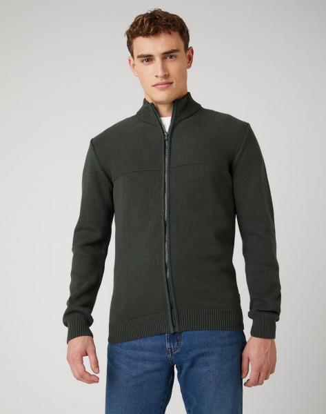 SWETER MĘSKI WRANGLER FULL ZIP KNIT DEEP FOREST W8B5QOG08