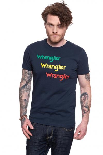 WRANGLER T SHIRT SS REPEAT TEE NAVY W7D7D3114