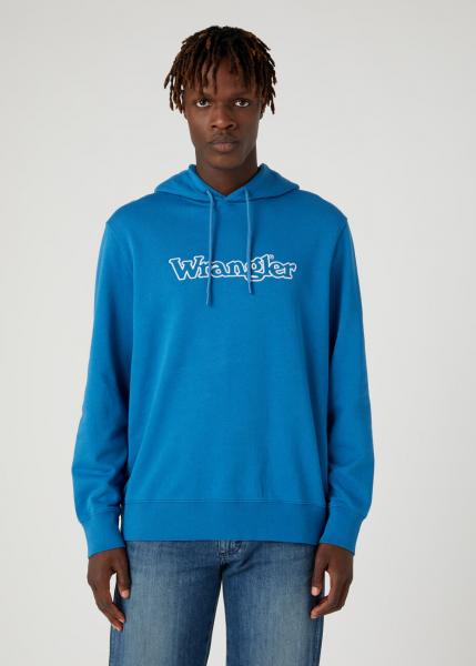 WRANGLER GRAPHIC HOODIE MĘSKA BLUZA Z KAPTUREM LOGO DEEP WATER W674I469F