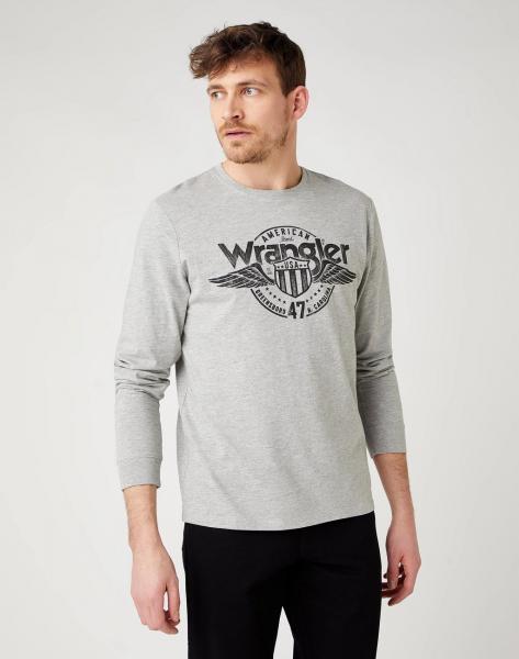 WRANGLER LS AMERICANA TEE MID GREY MEL W7J5D3X37