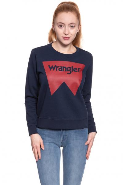 BLUZA WRANGLER DAMSKA LOGO CREW NAVY W6087HY35