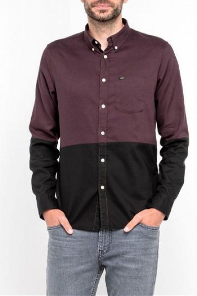 LEE BUTTON DOWN MĘSKA KOSZULA MATERIAŁOWA AUBERGINE L880ZLKA