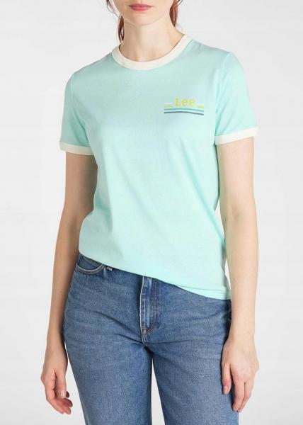 LEE RINGER TEE SLIM FIT DAMSKI T-SHIRT KOSZULKA SUMMER MINT L40PEPNO