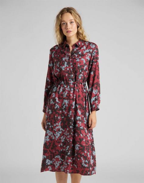 LEE LONG WORKER DRESS DAMSKA SUKIENKA RED OCHRE L50GGYOE 112111321
