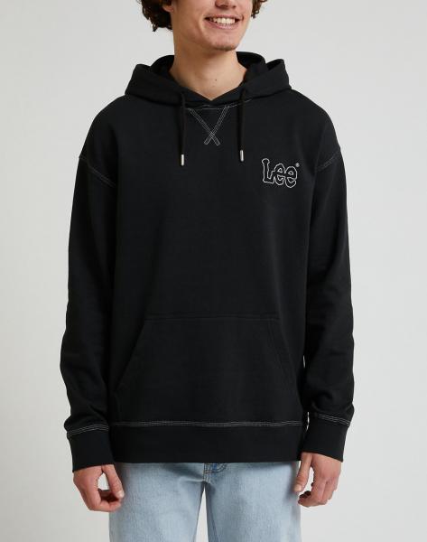 LEE LOOSE SEASONAL HOODIE MĘSKA BLUZA Z KAPTUREM KANGURKA WASHED BLACK LL26FTON