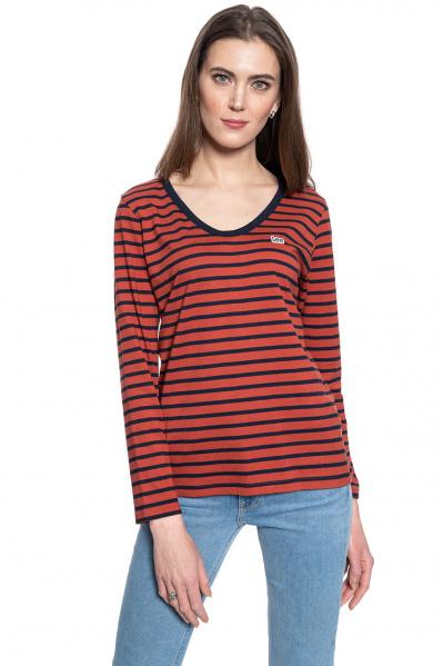 DAMSKA KOSZULKA Z DŁUGIM RĘKAWEM LEE LS SCOOP NECK TEE REGULAR FIT RED OCHRE L44DYKOE