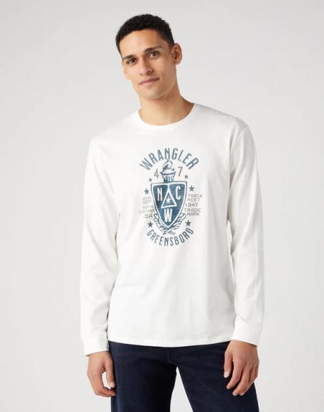 WRANGLER AMERICANA TEE MĘSKA KOSZULKA Z DŁUGIM RĘKAWEM LONGSLEEVE WHISPER WHITE 112341143