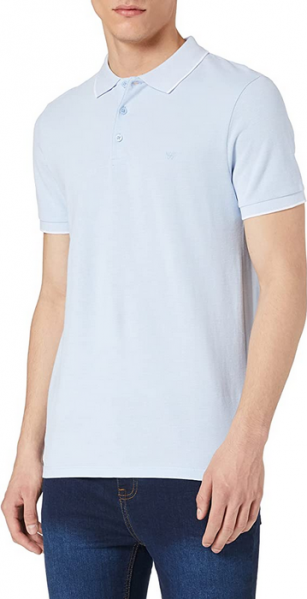 MĘSKI T-SHIRT WRANGLER SS REFINED POLO CERULEAN BLUE W7MDK5XVT