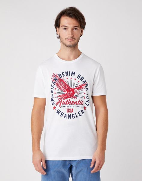 MĘSKI T-SHIRT WRANGLER SS CLASSIC AMERICANA WHITE W7AHD3989 112131341