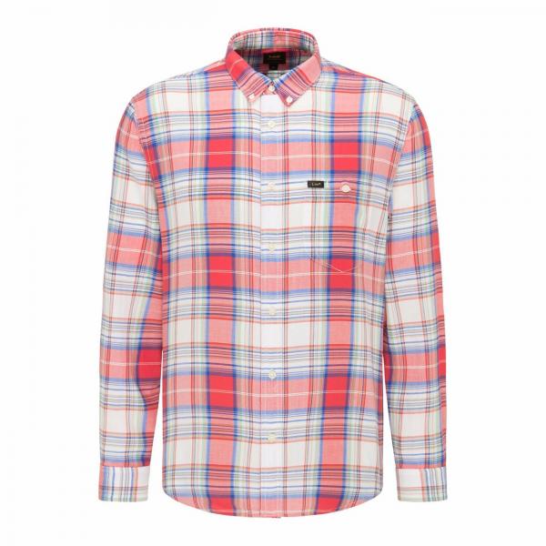 LEE RIVETED SHIRT MĘSKA KOSZULA MATERIAŁOWA AURORA RED L66IKNNV