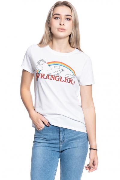 DAMSKI T-SHIRT WRANGLER RAINBOW REGULAR TRUE WHITE W7N4EVXW2