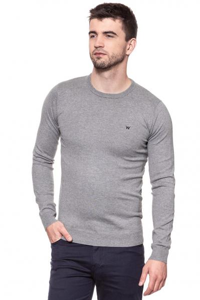 MĘSKI SWETER WRANGLER CREW KNIT MID GREY MEL W85674Q37 112132253