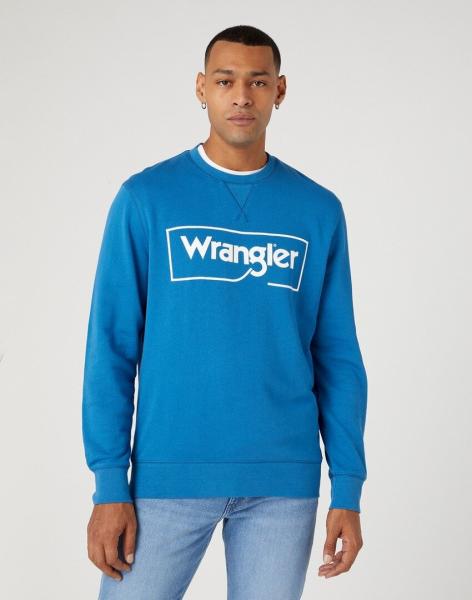 WRANGLER FRAME LOGO MĘSKA BLUZA KLASYCZNA NADRUK CREW DEEP W662HA69F