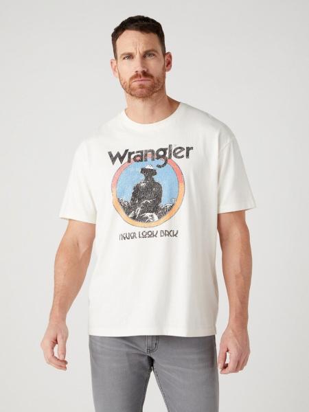 WRANGLER AMERICANA TEE MĘSKI T-SHIRT KOSZULKA LOGO NADRUK OFF WHITE W7CBEE737