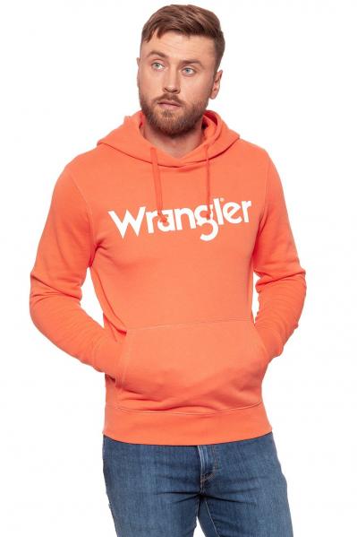 WRANGLER BLUZA LOGO HOODIE GLOW ORANGE W6527HY48