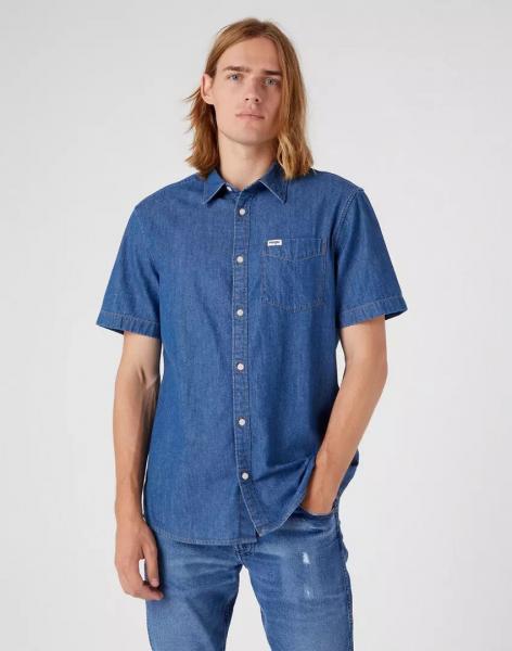 WRANGLER SS 1 PKT SHIRT MĘSKA KOSZULA JEANSOWA DARK STONE W5K05K96N