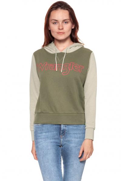 BLUZA WRANGLER DAMSKA KABEL HOODIE DUSTY OLIVE W6078HQ45