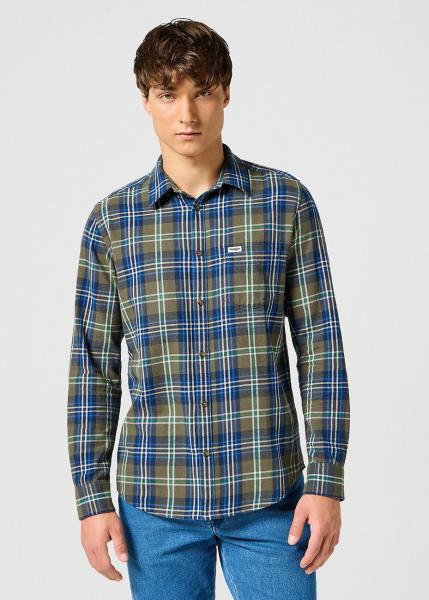 WRANGLER MĘSKA KOSZULA 1 PKT SHIRT GREEN BLUE 112357239