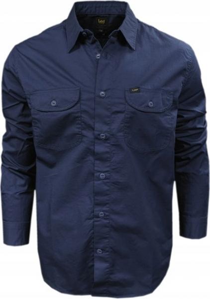 LEE WORKER SHIRT MĘSKA KOSZULA MATERIAŁOWA LOGO NAVY L68HDN35