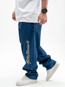 Szerokie Spodnie Jeansowe Męskie Niebieskie Mass Initials Extra Baggy