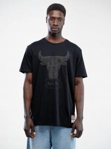 Koszulka Z Krótkim Rękawem Czarna Mitchell & Ness Chicago Bulls NBA Black Tonal Print
