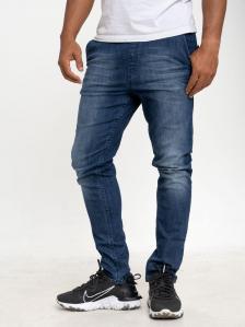 Spodnie Jeansowe Ze Ściągaczem Przecierane Straight Męskie Sprane Niebieskie SSG Classic