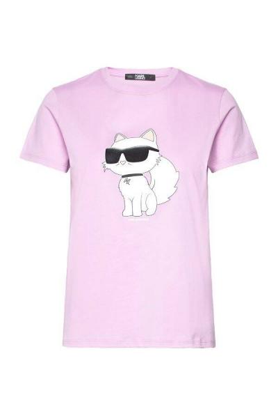 T-shirt damski Karl Lagerfeld 230W1703 różowy