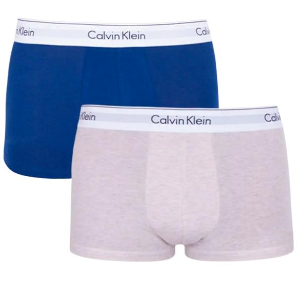 BOKSERKI MĘSKIE CALVIN KLEIN KREMOWY/GRANATOWY 2-PACK