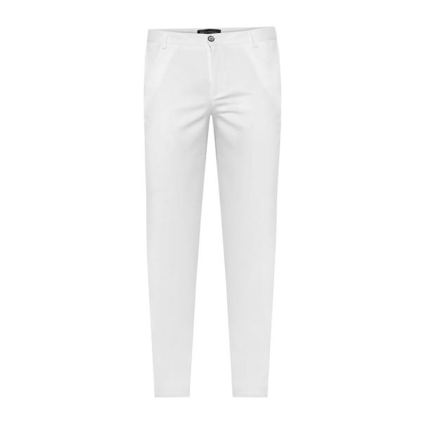 SPODNIE MATERIAŁOWE MĘSKIE CHINO SLIM FIT BIAŁE STRETCH