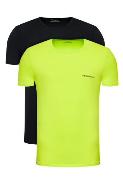 T-SHIRT MĘSKI EMPORIO ARMANI 111267 1P717 CZARNY LIMONKOWY 2-PACK