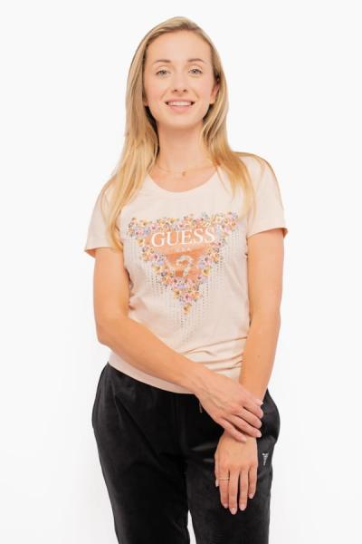 T-shirt damski Guess W4YI72 J1314 brzoskwiniowy