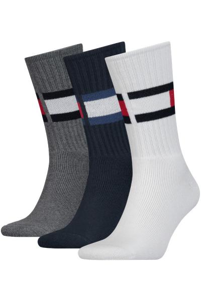 SKARPETY MĘSKIE TOMMY HILFIGER 100002978 BIAŁO-GRANATOWO-SZARE 3 PACK