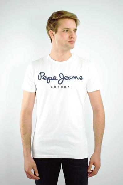 T-SHIRT KOSZULKA MĘSKA PM501594 PEPE JEANS BIAŁA STRETCH