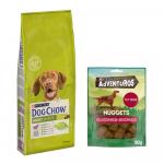 Purina: Dog Chow, karma sucha dla psa, 14 kg + Adventuros Nuggets, przysmak, 90 g gratis! - Adult, jagnięcina