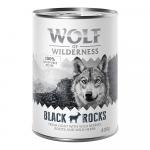 Korzystny pakiet Wolf of Wilderness Adult, 12 x 400 g - Black Rocks, koza