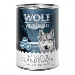 Korzystny pakiet Wolf of Wilderness Adult, 24 x 400 g - The Taste Of Scandinavia, renifer, łosoś, kurczak, w puszce