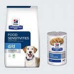 Hill\'s Prescription Diet: karma sucha, 12 kg + karma mokra Derm Complete, 3 x 370 g gratis! - d/d Food Sensitivities, kaczka i ryż