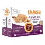 36 + 12 gratis! IAMS Advanced Nutrition, karma mokra dla kota, 48 x 85 g - Adult, Land & Sea, pakiet mieszany w galarecie