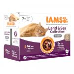 36 + 12 gratis! IAMS Advanced Nutrition, karma mokra dla kota, 48 x 85 g - Senior Land & Sea Collection w sosie, pakiet mieszany I (2 smaki)