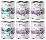 10% taniej! Wolf of Wilderness, karma mokra, 6 x 800 g - Pakiet mieszany JUNIOR: 4x kaczka i cielęcina, 2x kurczak i łosoś