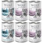 5 + 1 gratis! Wolf of Wilderness, 6 x 400 g - Junior, Pakiet mieszany: 4x kaczka i cielęcina, 2x kurczak i łosoś