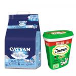 15% taniej! 18 l Catsan żwirek higieniczny + Dreamies Megatub przysmaki dla kota, 2 x 350 g - 18 l + Kocimiętka, 2 x 350 g